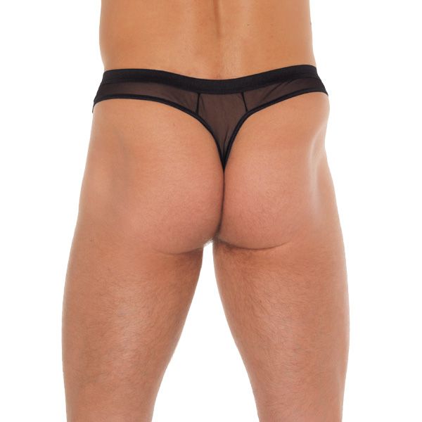 Mens Black GString With Penis Sleeve - Image 2