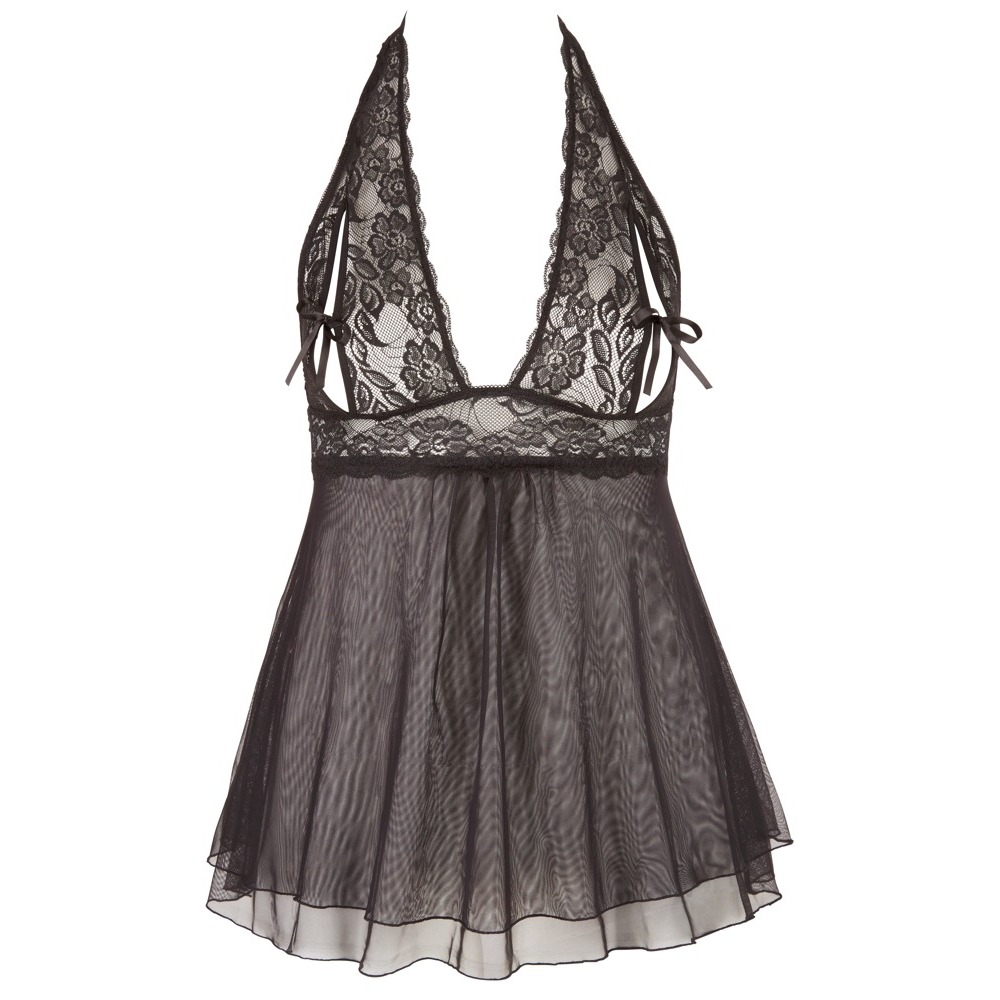 Cottelli Plus Size Halter Neck Babydoll Black - Image 3