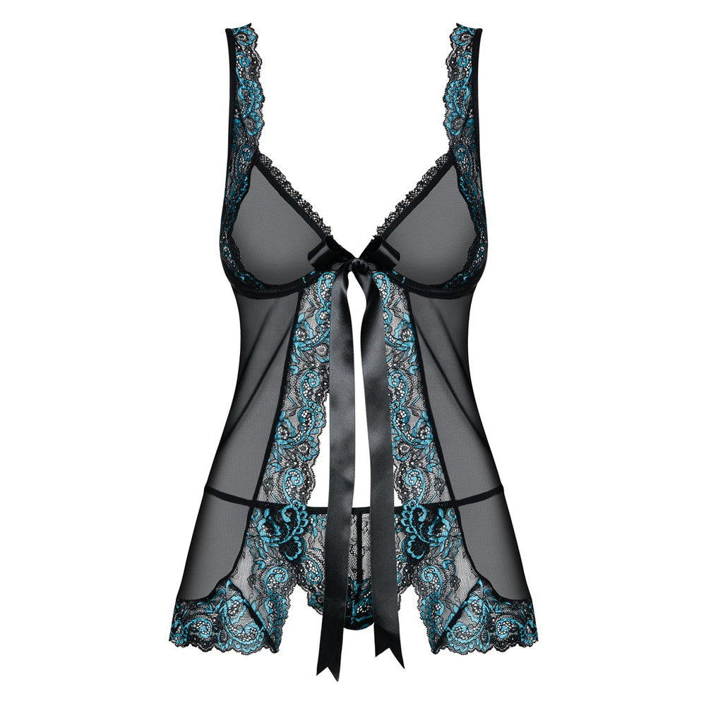 Obsessive Open Front Babydoll And String Black - Image 2