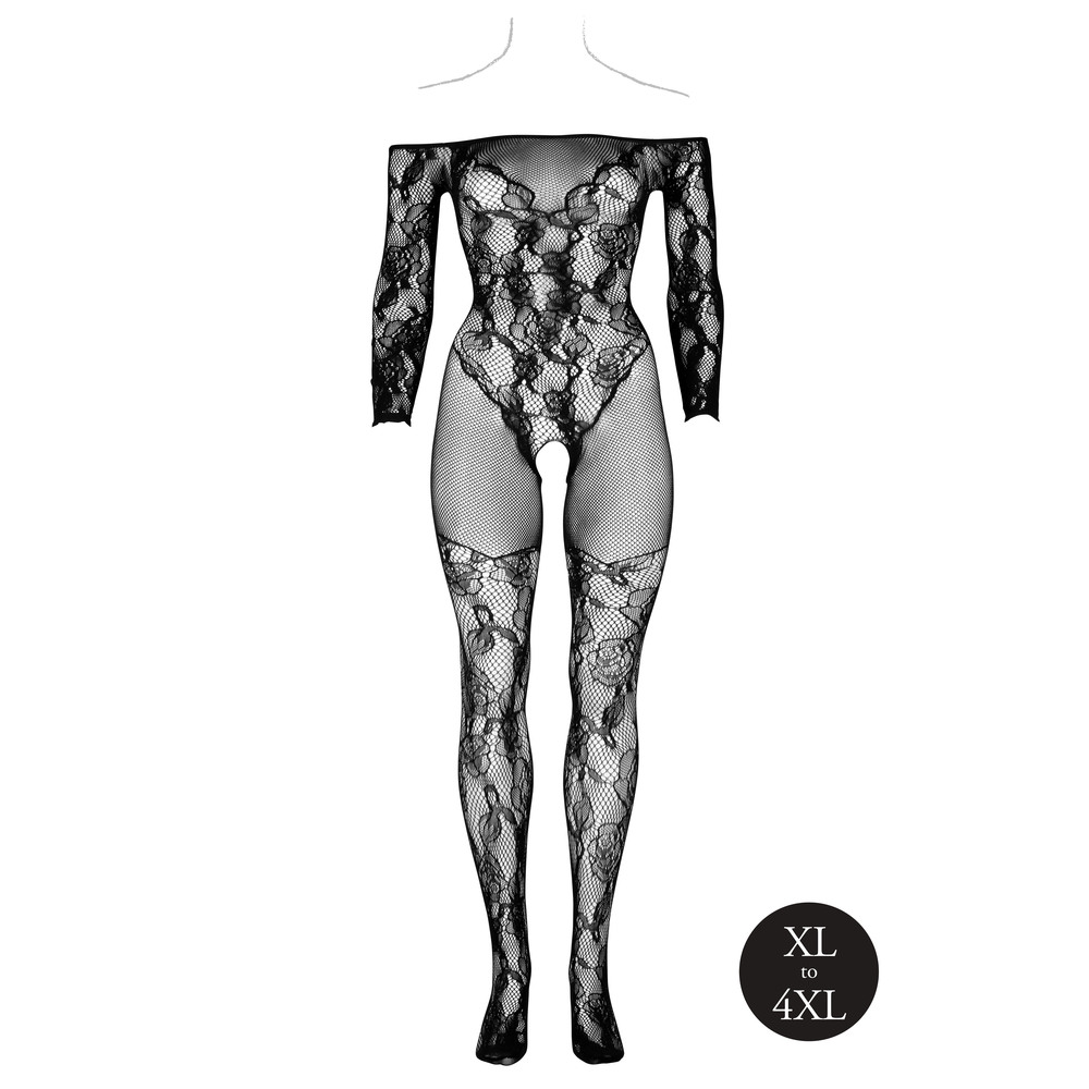 Le Desir Bodystocking With Off Shoulder Long Sleeves - Image 3