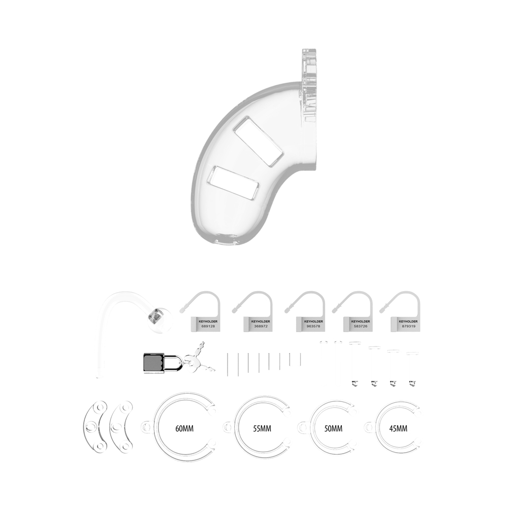 Man Cage 10 Male 3.5 Inch Clear Chastity Cage With Anal Plug - Image 3