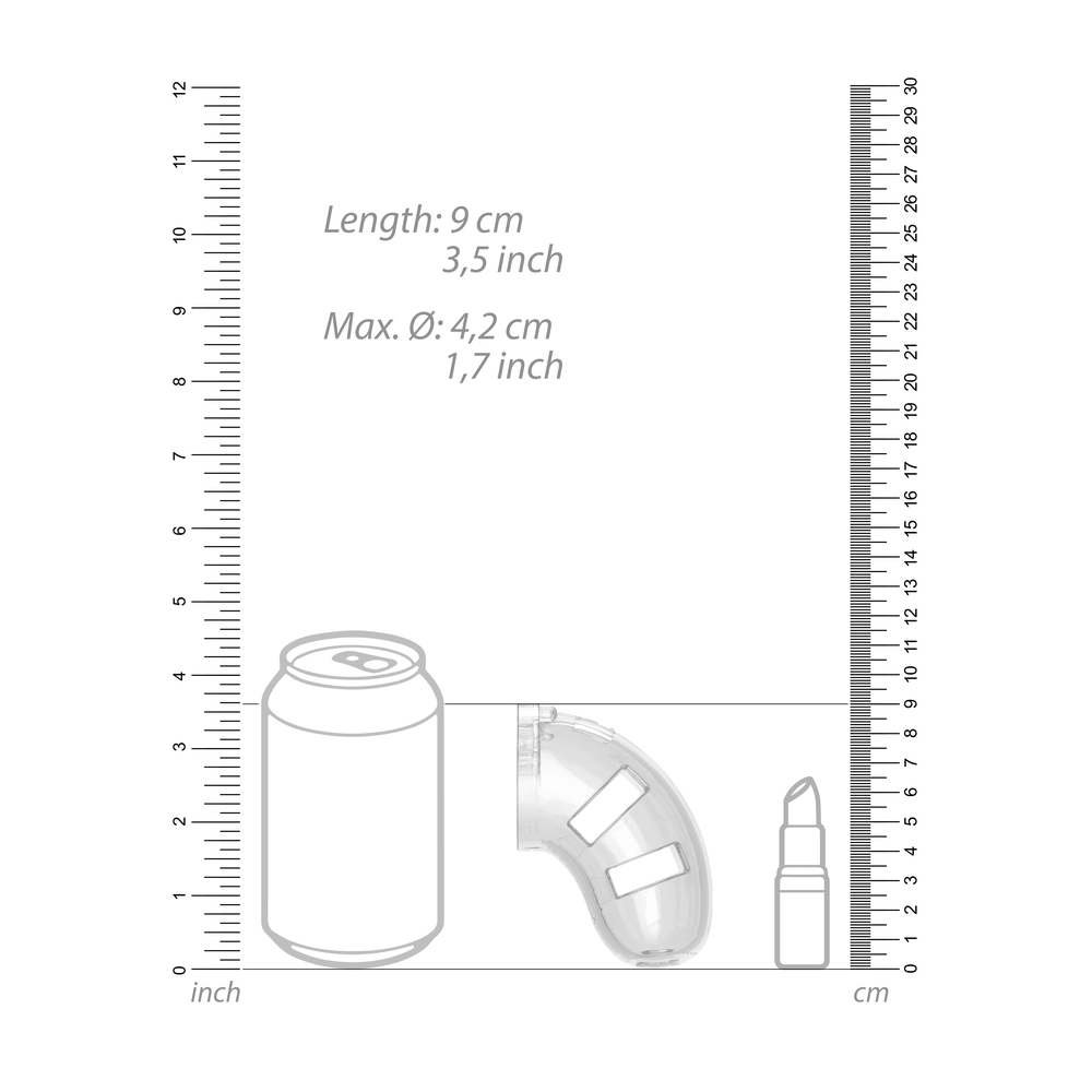 Man Cage 10 Male 3.5 Inch Clear Chastity Cage With Anal Plug - Image 4