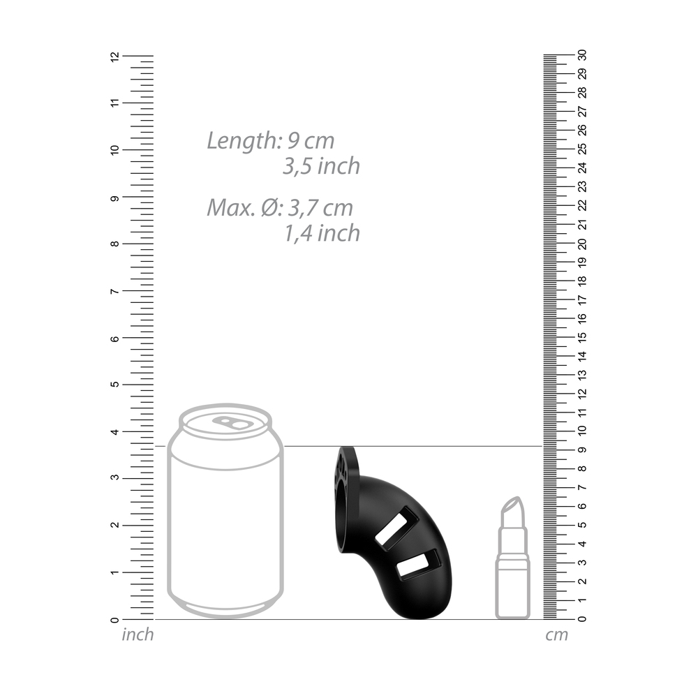 Man Cage 20 Male 3.5 Inch Black Silicone Chastity Cage - Image 4