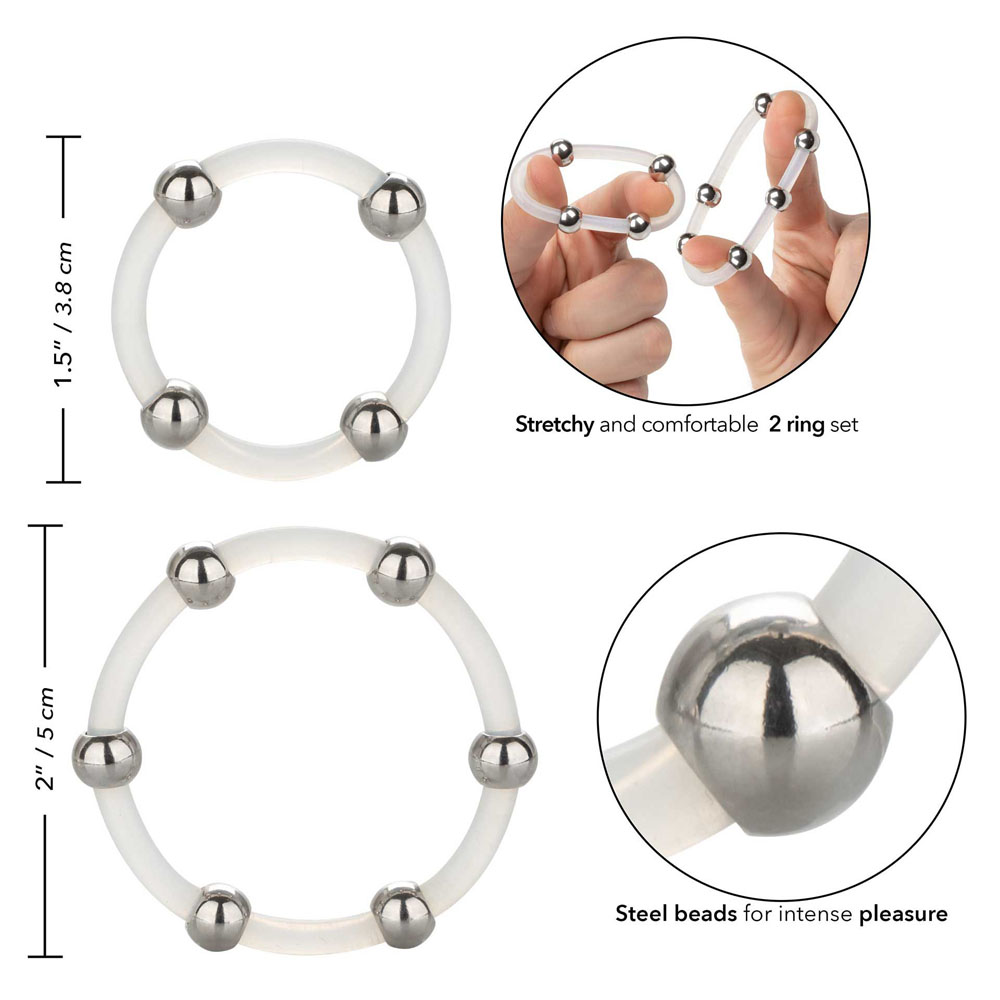 Steel Beaded Silicone Ring Set - Image 2