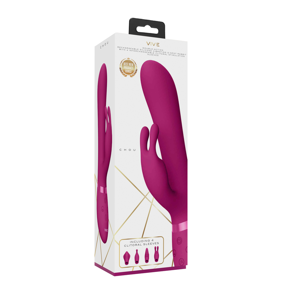 Vive Chou Double Action Interchangeable Rabbit Vibrator Pink - Image 4